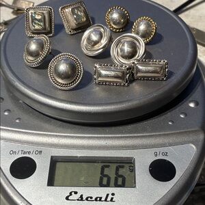 5 Pair (66 Grams) of 925 Mexican Silver Earrings
